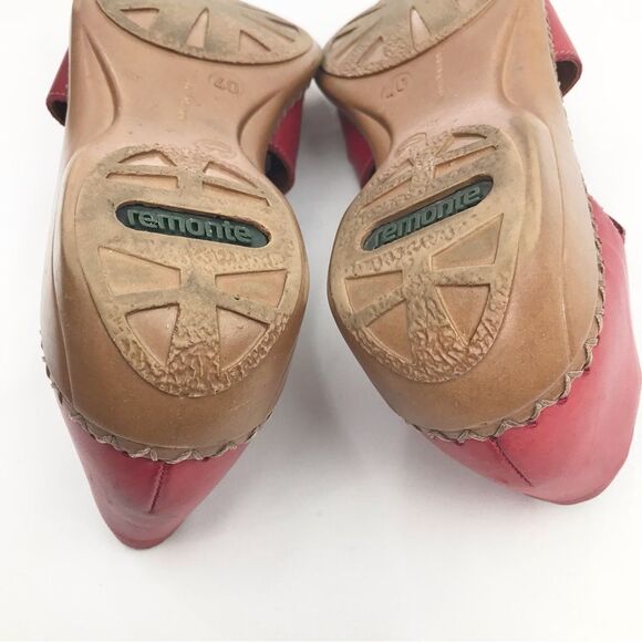 Remonte Dorndorf Red Leather Laser Cut Slip On Closed Toe Gladiator Shoes - Picture 13 of 16